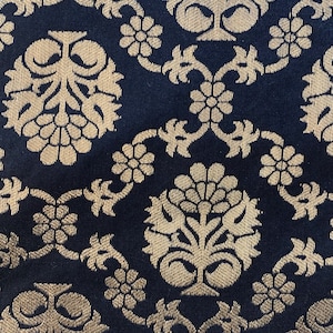 Black Banarasi Indian Brocade Fabric by the Yard Blended Silk Bridal Wedding Home Decor Dresses Lehenga DIY Crafting Sewing Drapery