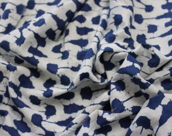 By The Yard Blue And White Checks Print Royal Indigo Blue Hand Block Indian Sarong and Caftan, Womans Dress Material Curtain Fabric