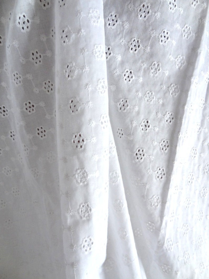 white eyelet fabric Lace White Cotton eyelet fabric lace cotton embroidery cotton eyelet lace fabric eyelet girls dress white eyelet dress image 4