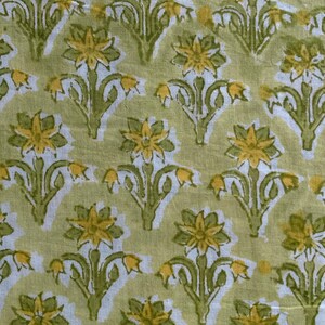 Sanganeri Floral Print Cotton Cambric Fabric: Hand Block Printed Sewing Material