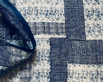 Geometric Indigo Blue Print Fabric, Hand Block Printed Fabric, Natural Vegetable Dye 100% Cotton Soft Fabric, Dabu Print By The Yard