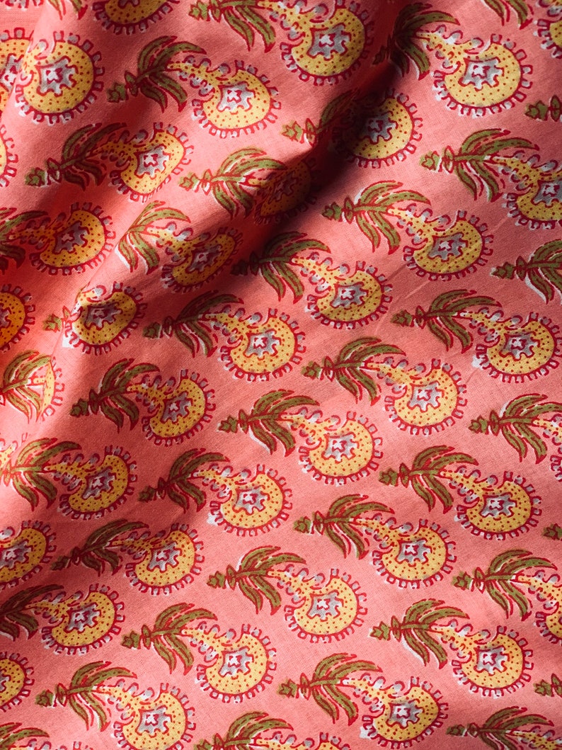 Beautiful Hand Block Print Floral Fabric Cotton Fabric Etsy