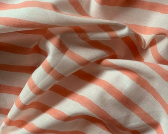 Stripe Block Print Cotton Fabric, Indian Hand Printed Fabric, By The Yard