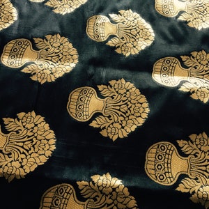 Brocade fabric, Golden zari work brocade silk fabric, indian fabric, fabric by yard, womens clothing, Banaras Brocade, curtain, girls dress