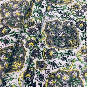 Beautiful floral Block Print fabric, India Fabric, Fabric by the yard, Floral Print, Women Dress sewing fabric, Indian printed textiles
