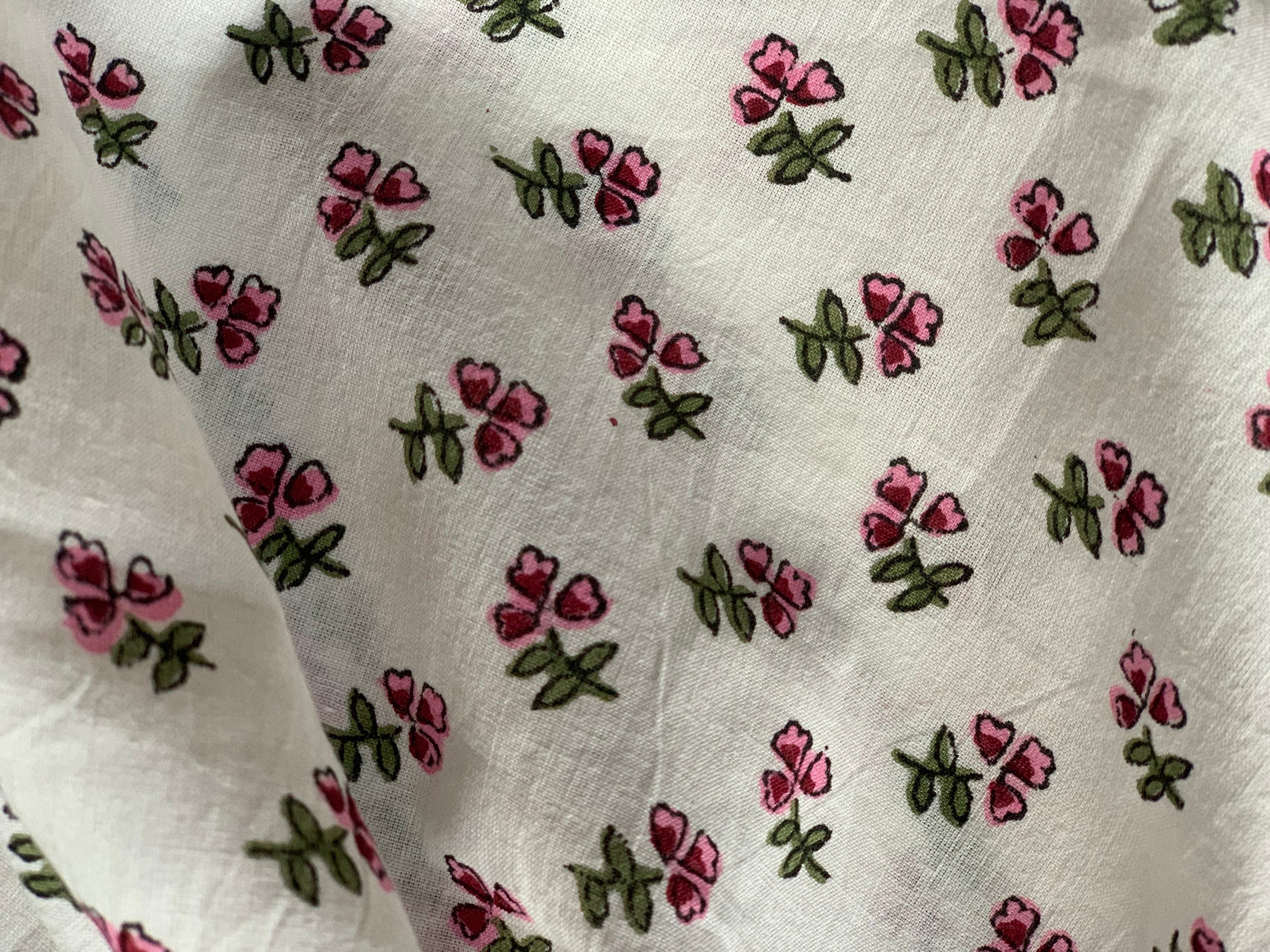 Trade Star 3 Yard Hand Block Printed Fabric 100% Cotton Fabric for Sewing  Crafting Dressmaking Running Natural Dye Sanganeri Indian Floral Print