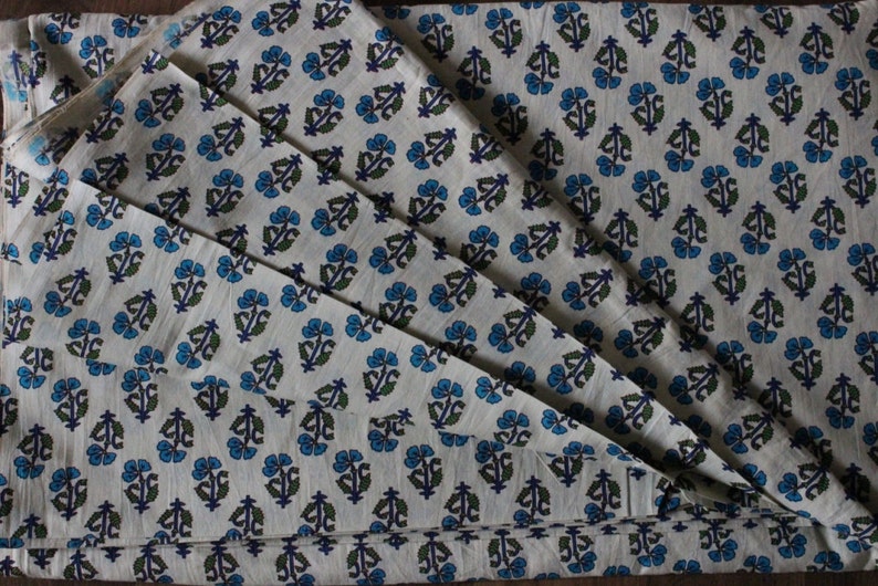 Blue Block Print Fabric Fabric by Yard Home Decor - Etsy