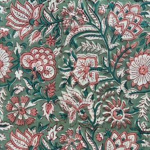 sage Hand Block print, printed cotton fabric, block printed fabric, Block print throw, block print dress, beach wear for women