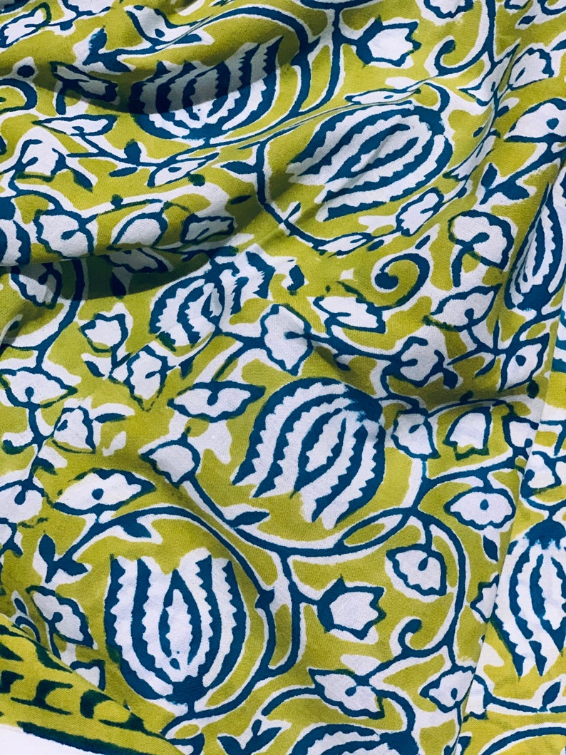 Hand Block Print Floral Print Soft Cotton Fabric Fabric Etsy