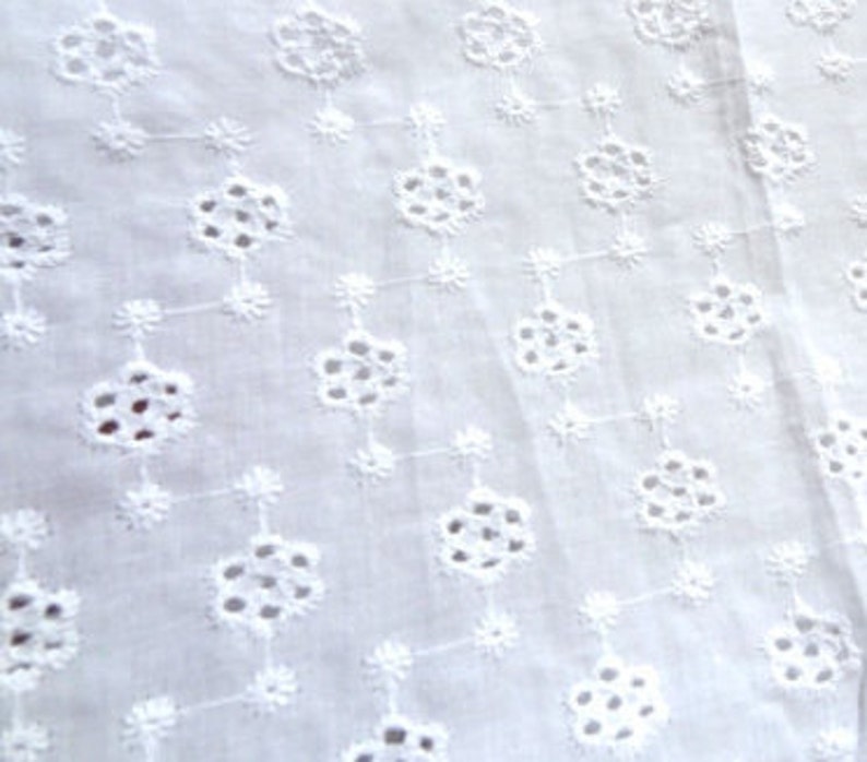 white eyelet fabric Lace White Cotton eyelet fabric lace cotton embroidery cotton eyelet lace fabric eyelet girls dress white eyelet dress image 3