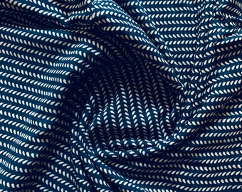 Indigo Block Print Baumwollstoff: Handgefärbter Dabu Print, natürliche Pflanzenfarbe, lose Ware