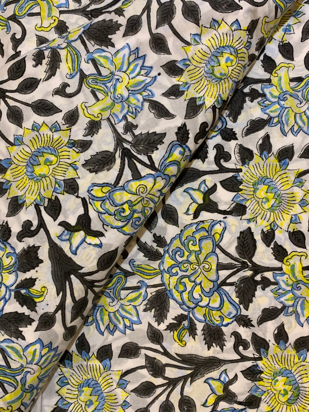 Hand Block Print, Lotus Print, Soft Cotton Fabric, Fabric Modern Floral