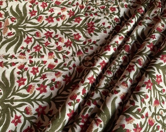 Beautiful Hand Block Printed Fabric, Cotton Fabric, Indian Fabric, fabric by yard, Block Printed Cotton womens clothing