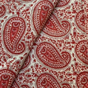 Red Paisley print, Hand Block print, printed cotton fabric, block printed fabric, Block print throw, block print dress