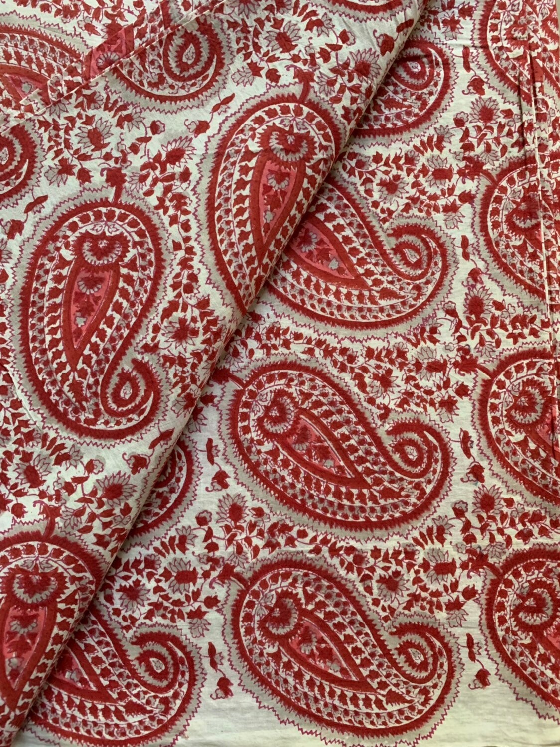 Red Paisley print Hand Block print printed cotton fabric Etsy