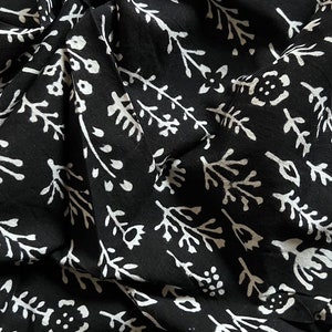 Black Floral Block Print Fabric: Soft Cotton Dress Material By The Yard image 5