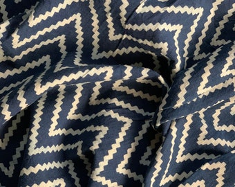 Indigo Blue Cotton Fabric, Indian Dabu Print, Natural Vegetable Dye Sewing Material