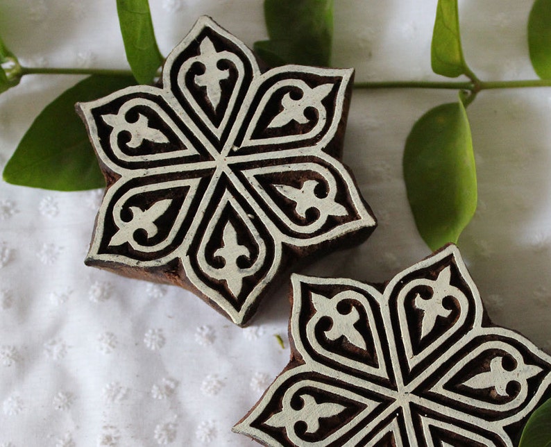 Floral stamp wooden stamp fabric stamp hand carved stamp handmade stamp Indian stamp clay stamp scrapbooking stamp block printing diy print
