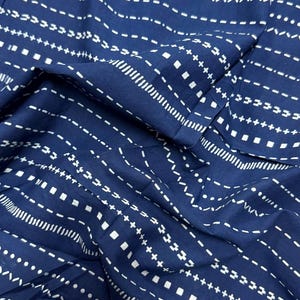 Indigo Fabric Block Print Fabric Hand Dyed Cotton Fabric Leaf Printed Blue Fabric, Dabu Mud Cloth Dressmaking Fabric By The Yard fabric