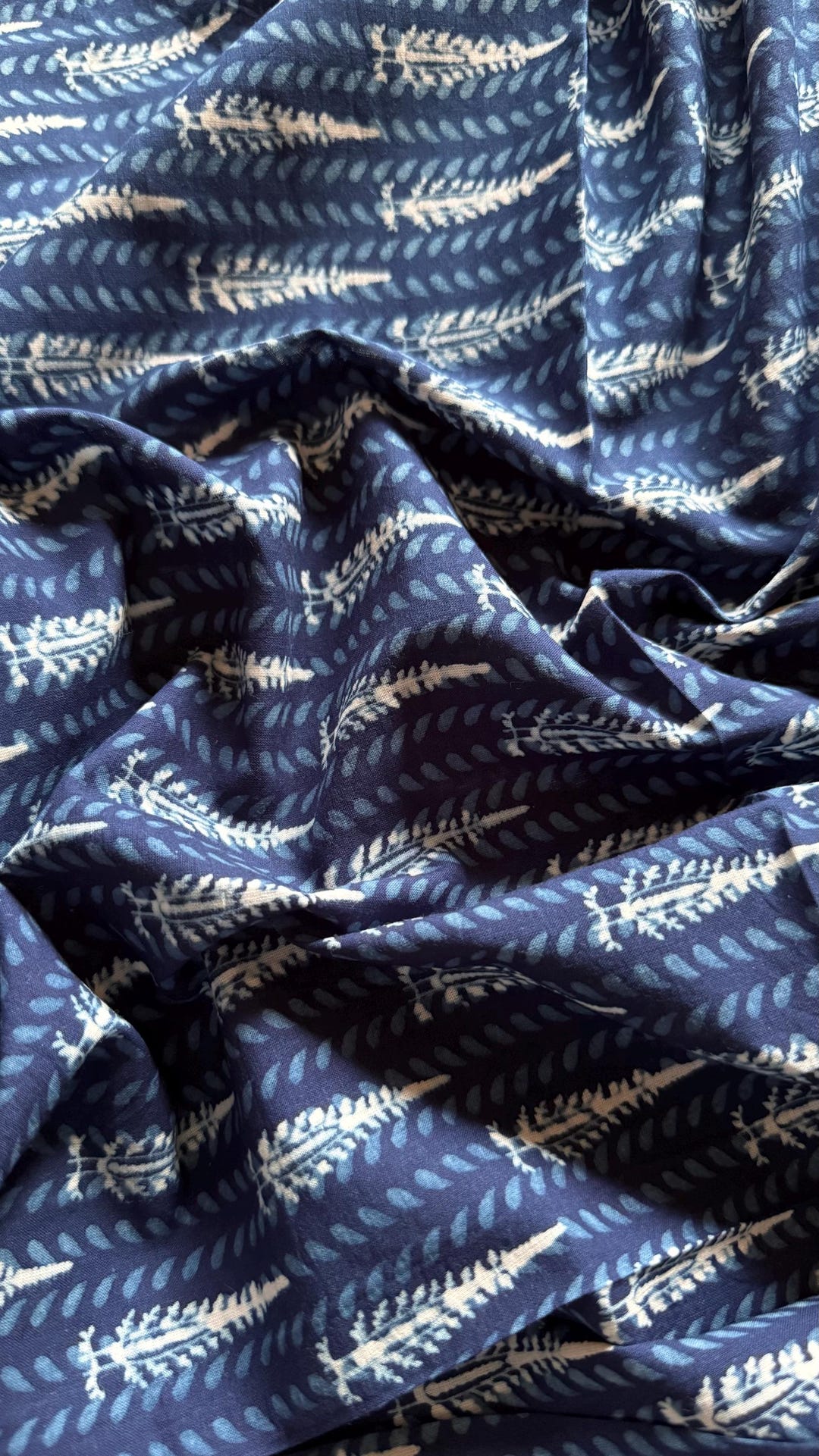 Blue - Pipad Block Print Natural Dyed Cotton Fabric 28
