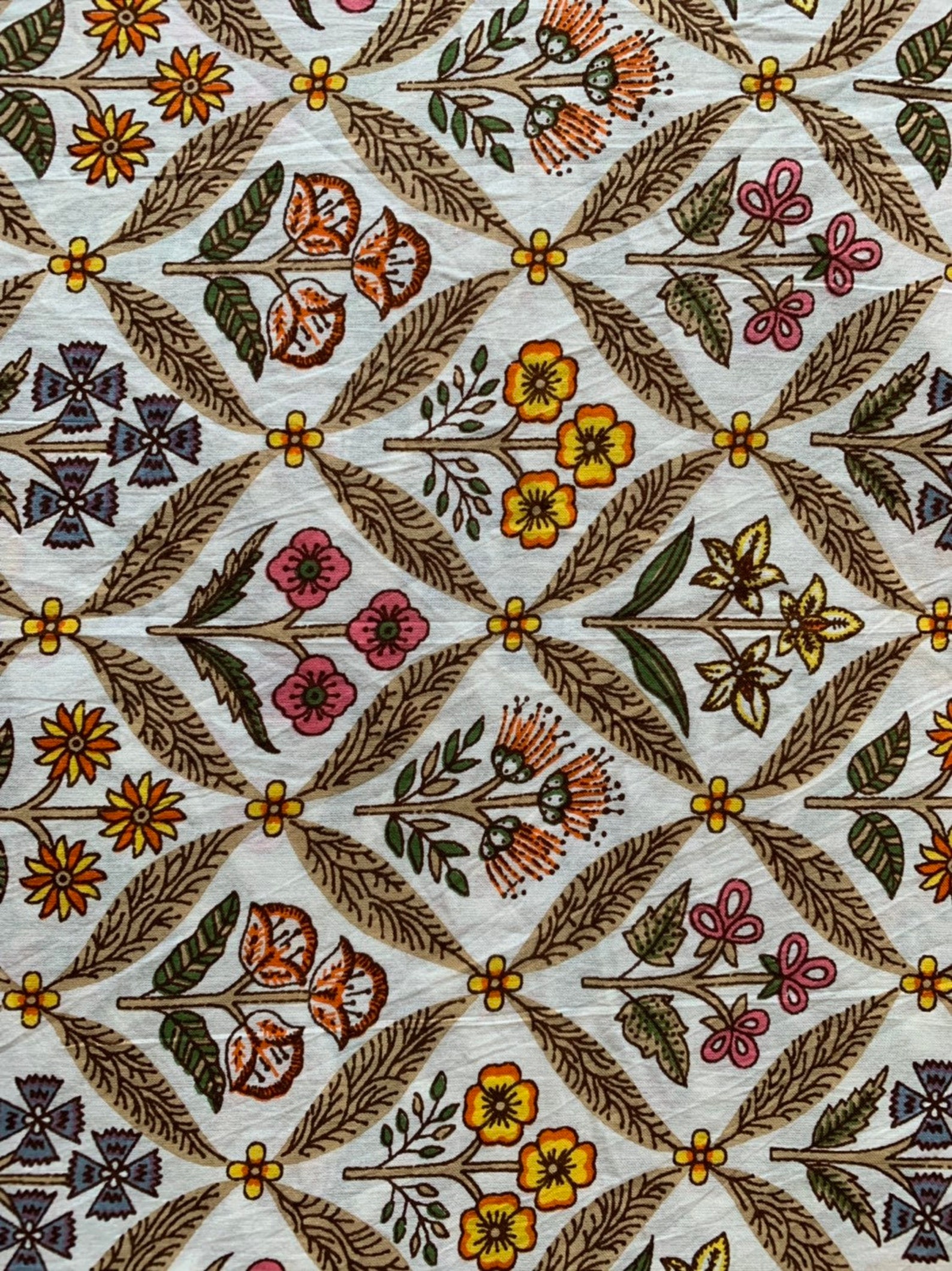 Multi Color Block Print Fabric Cotton Fabric Vegetable Dyes Womens