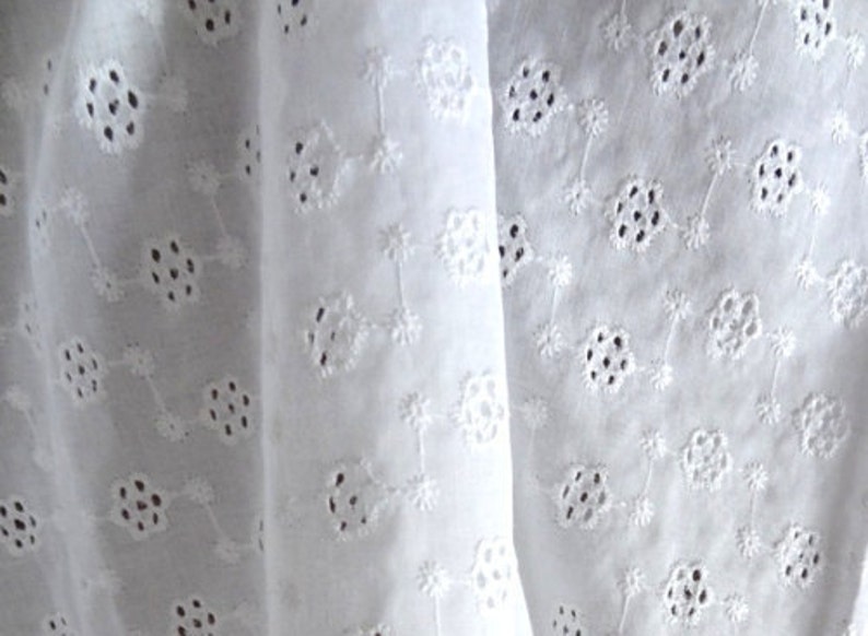 white eyelet fabric Lace White Cotton eyelet fabric lace cotton embroidery cotton eyelet lace fabric eyelet girls dress white eyelet dress image 2