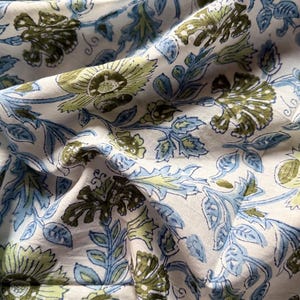 Green Beautiful Hand Block Printed Fabric, Cotton Fabric, Indian Fabric, fabric by yard, Block Printed Cotton womens clothing