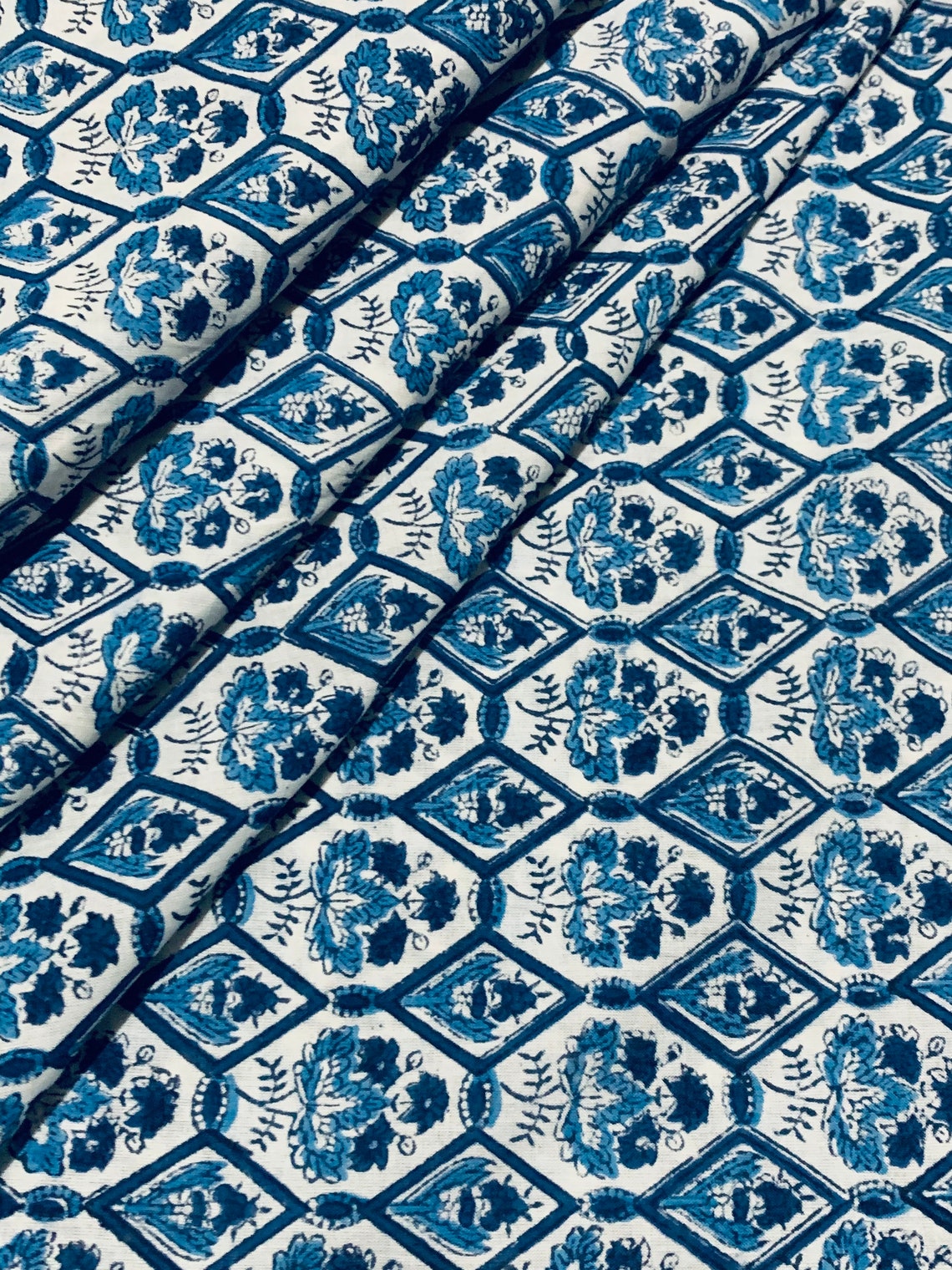 Gray Hand Block Print Fabric Tiny Floral Print Cotton Fabric Etsy