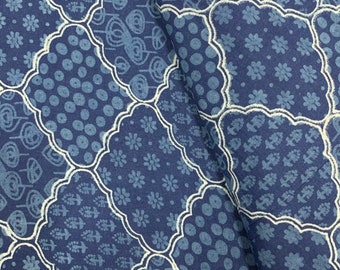 Indigo Block Print Fabric, Hand Block Printed Fabric, Natural Vegetable Dye 100% Cotton Soft Fabric, Dabu Print By The Yard