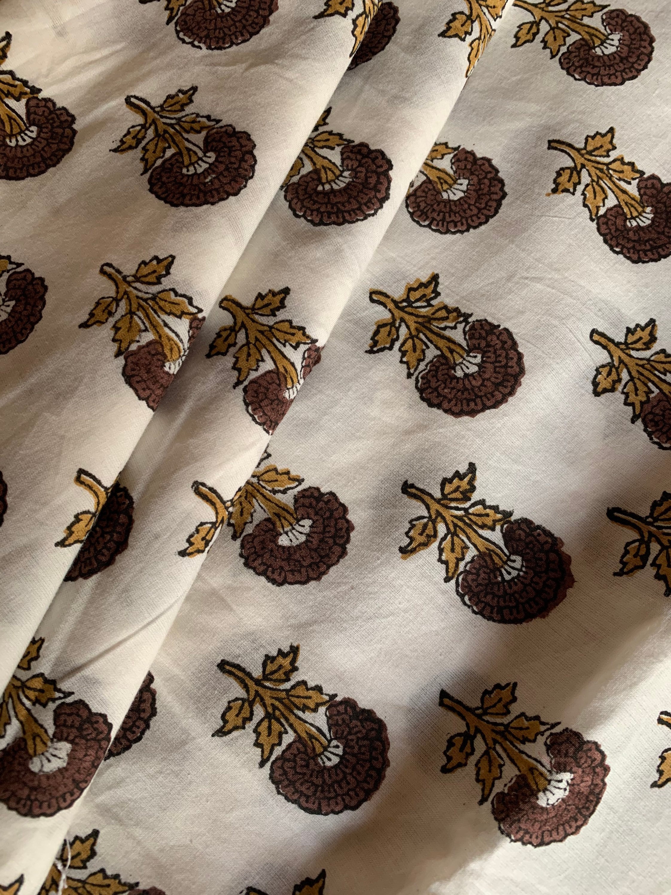 Brown soft Cotton Fabric floral block print soft cotton fabric Etsy