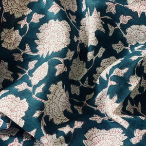 Hand block print, floral print, soft cotton fabric, Fabric modern floral fabric Indian print fabric womens dress fabric