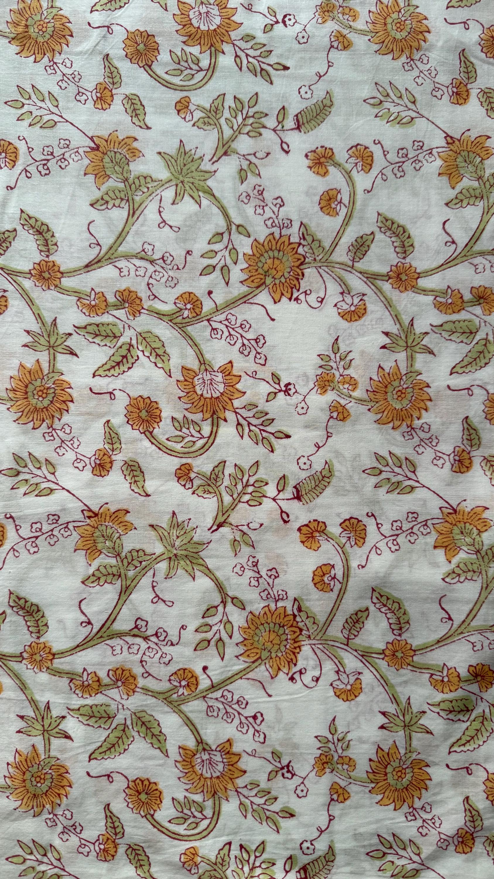 Floral Block Print Cotton Fabric: Indian Fabric by the Yard - Etsy