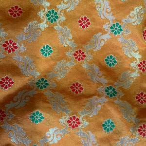 Banarasi Indian Brocade Fabric by the Yard Banarasi Blended Silk Bridal Wedding Home Decor Dresses Lehenga DIY Crafting Sewing Drapery
