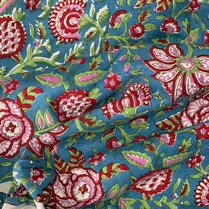 Hand block print, floral print, soft cotton fabric, Fabric modern floral fabric Indian print fabric womens dress fabric