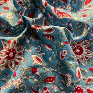 Blue Floralprint, cotton fabric, block print fabric, Hand block print, floral print, soft cotton fabric, Fabric modern floral fabric