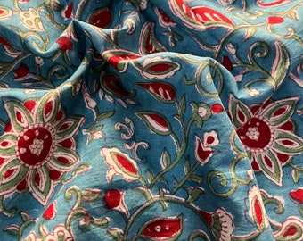 Blue Floralprint, cotton fabric, block print fabric, Hand block print, floral print, soft cotton fabric, Fabric modern floral fabric