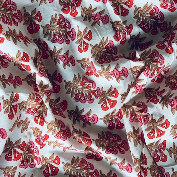 modern floral fabric, soft Cotton Fabric,sewing theme fabric, floral screen print, sewing theme fabric, summer tunic fabric. cotton robe