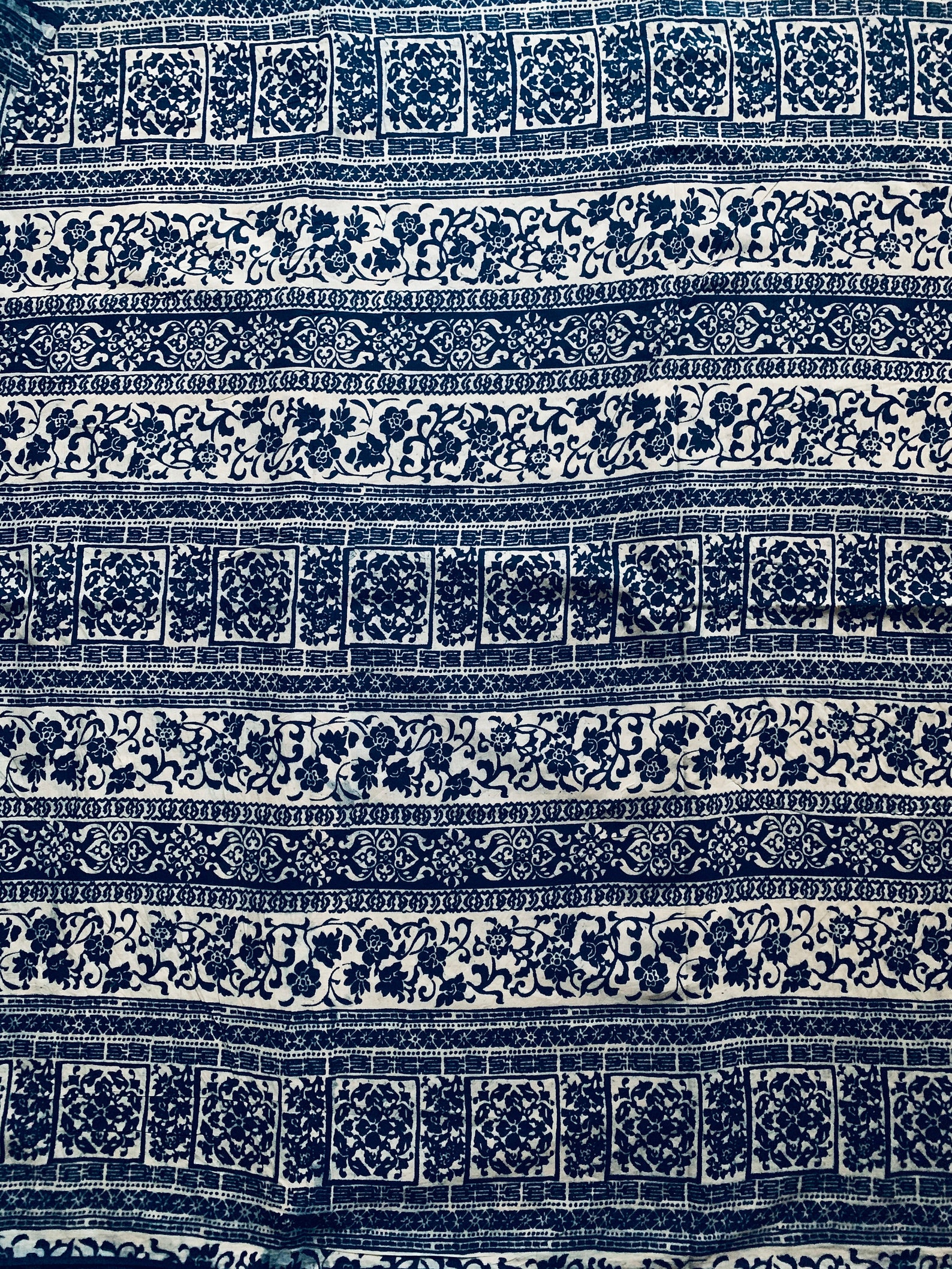 Indigo Block Print Fabric Hand Block Print Indigo Dyed Etsy