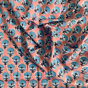 Hand block print, floral print, soft cotton fabric, Fabric modern floral fabric Indian print fabric womens dress fabric