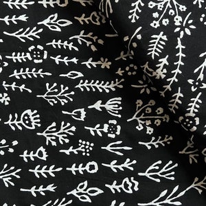 Black Floral Block Print Fabric: Soft Cotton Dress Material By The Yard image 4