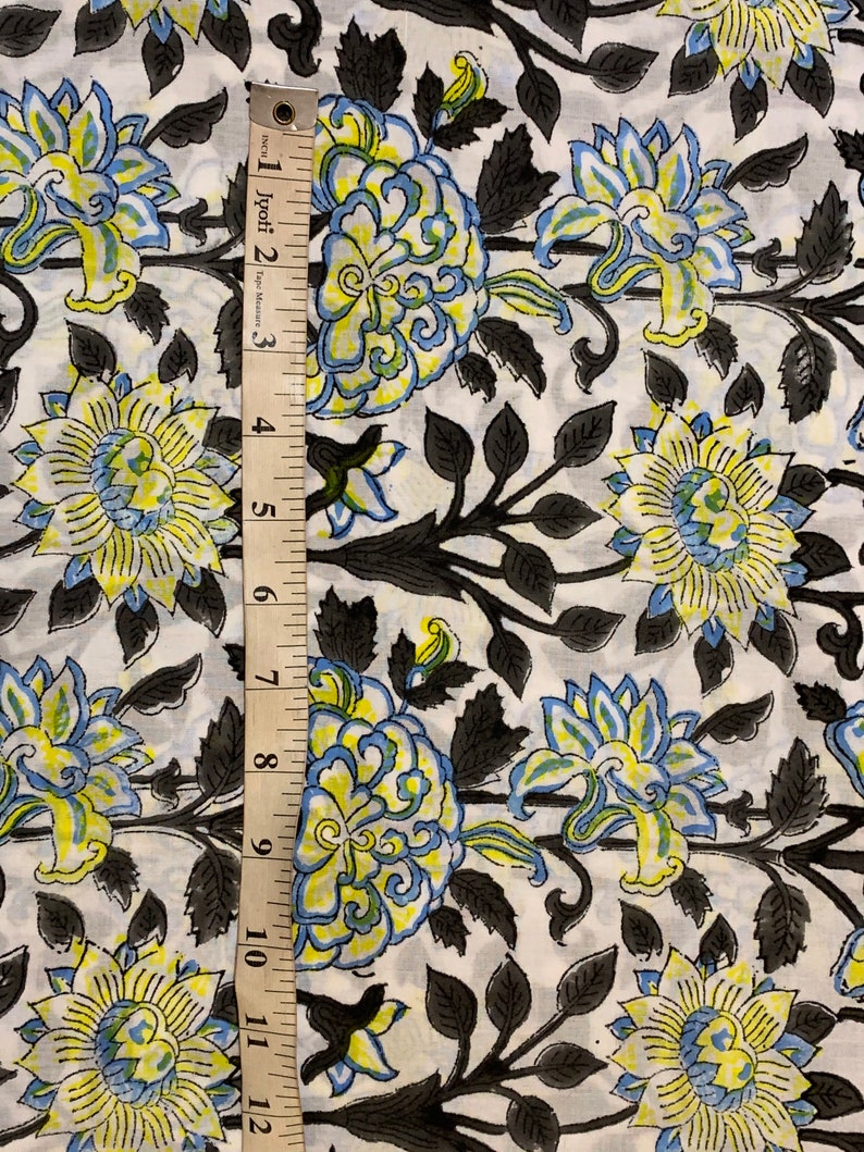 Hand block print Lotus print soft cotton fabric Fabric Etsy