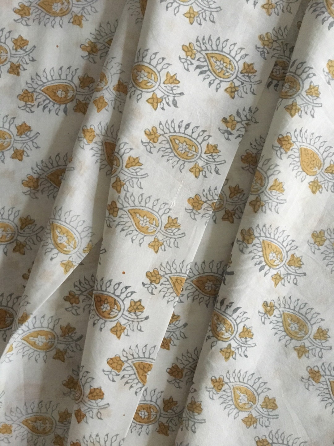 Mustard paisley  Printed Cotton Fabric main image 1