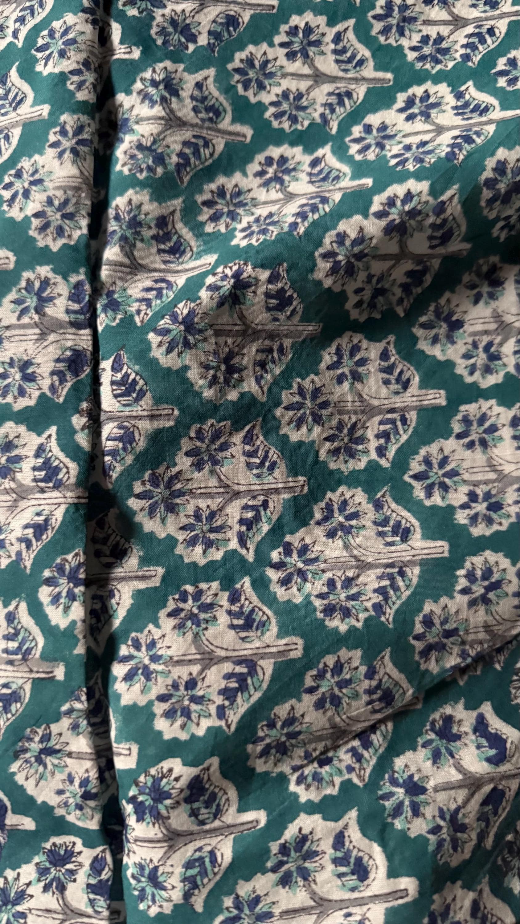 Cyan Beautiful Hand Block Printed Fabric, Cotton Fabric, Indian Fabric, fabric by yard, Block Printed Cotton womens clothing