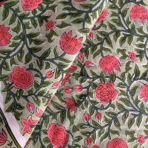 Hand block print, floral print, soft cotton fabric, Fabric modern floral fabric Indian print fabric womens dress fabric