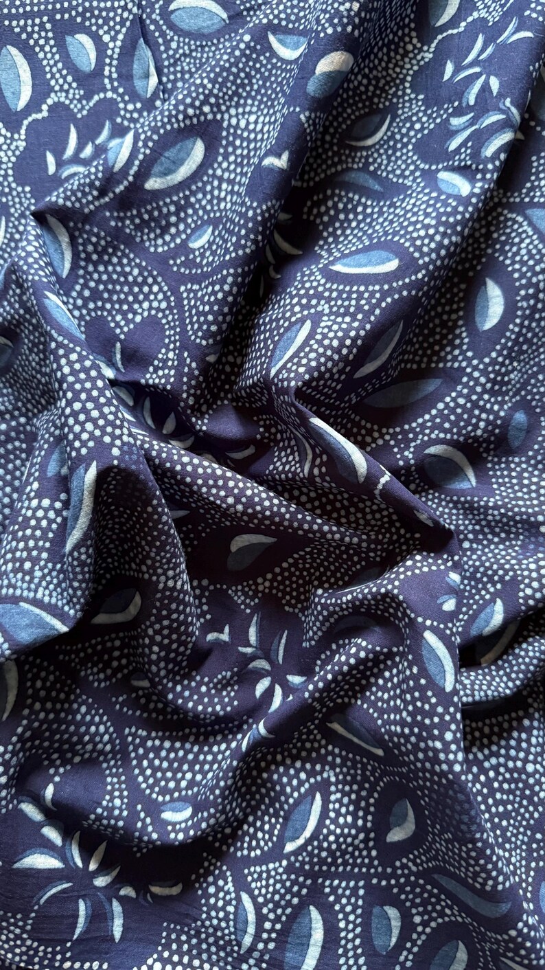 Indigo Hand Block Print Cotton Fabric: Natural Vegetable Dyed Indian ...