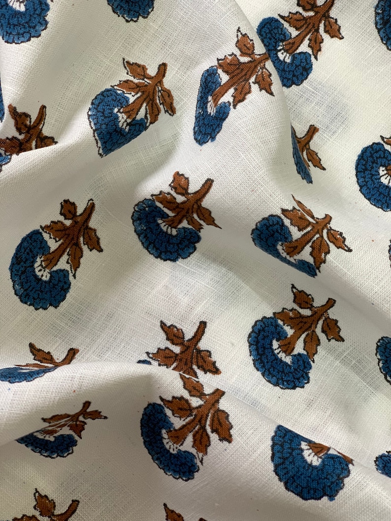 Linen Fabric Hand Block Print Fabric Indian Fabric Fabric Etsy