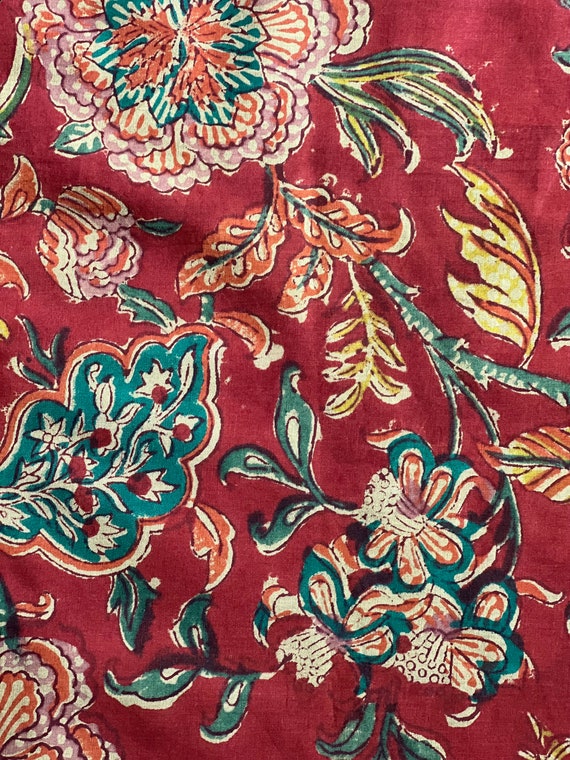 Block Printed Cotton Fabric by the Yard, Floral Print Soft Cotton Fabric,  Summer Dress Fabric, Indian Cotton Fabric, Sewing Fabric 