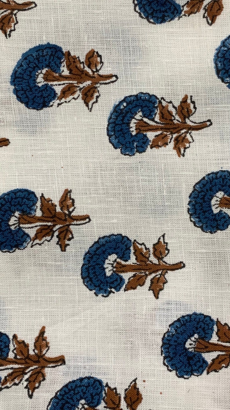Linen Fabric Hand Block Print Fabric Indian Fabric Fabric Etsy