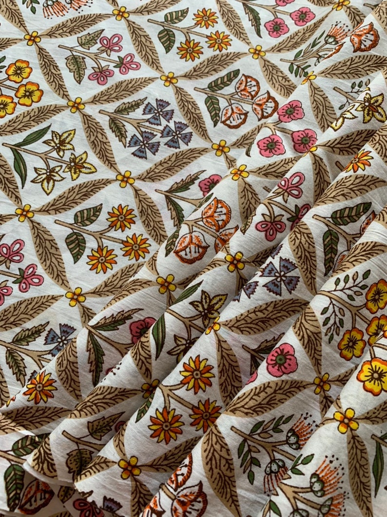 Multi Color Block Print Fabric Cotton Fabric Vegetable Dyes | Etsy