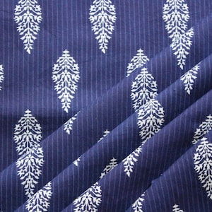 cotton Fabric Jaipuri printed Fabric Indian Fabric Block Print Indigo Blue Dabu Print Fabric Quilting Fabric By The Yard womens clothing